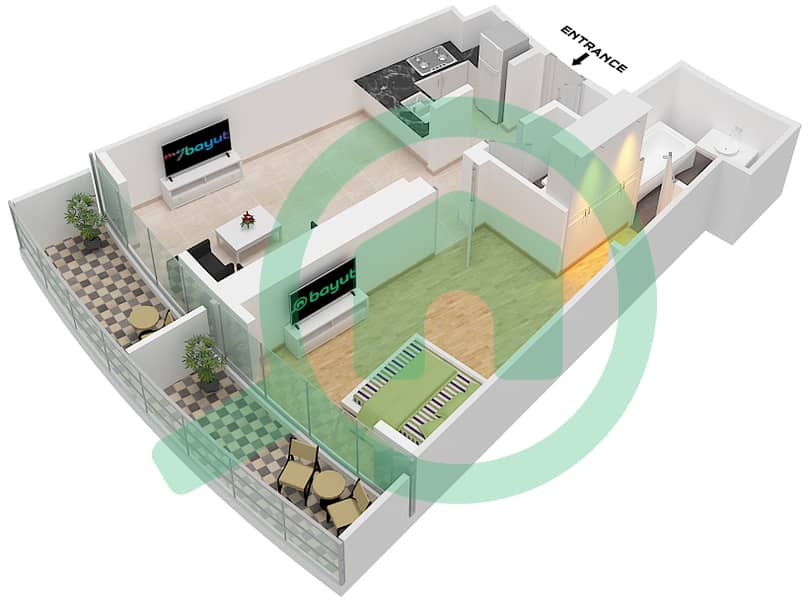 المخططات الطابقية لتصميم الوحدة 6,5 FLOOR 10-23,26-46 شقة 1 غرفة نوم - برج B Unit 6 Floor 10-23,26-46
Unit 5 Floor 49-69 interactive3D