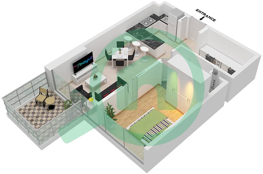 Golf Gate 2 - 1 Bedroom Apartment Unit 3 FLOOR 29 Floor plan Unit 3 Floor 29 interactive3D