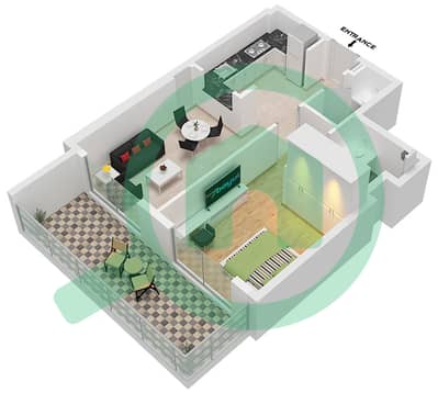 Лорето 3Б - Апартамент 1 Спальня планировка Единица измерения 08 FLOOR 14