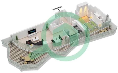 المخططات الطابقية لتصميم النموذج 14, A1-A2 FLOOR 2-8, 11 شقة 1 غرفة نوم - فولتا