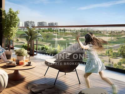 1 Bedroom Apartment for Sale in DAMAC Hills, Dubai - Golf Greens 1BR+study_0001_balcony golf views. jpg