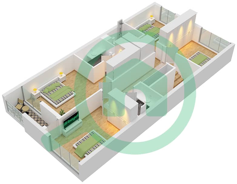 Секвойя - Таунхаус 4 Cпальни планировка Тип A First Floor interactive3D