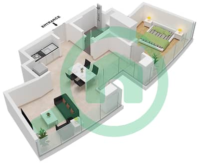 المخططات الطابقية لتصميم النموذج / الوحدة B / UNIT 2-4 FLOOR 62-67 شقة 1 غرفة نوم - أوبرا جراند