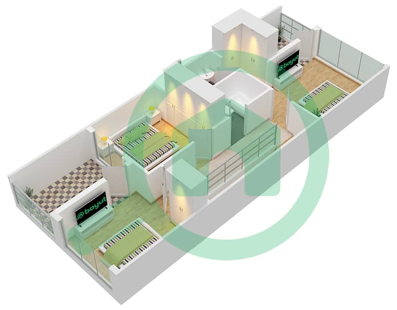 Santorini - 4 Bedroom Townhouse Type 4A-M Floor plan First Floor interactive3D
