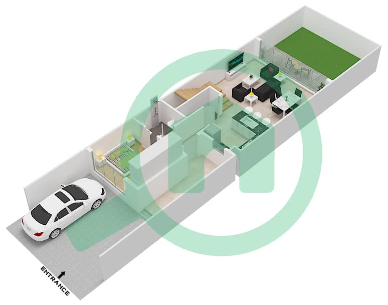 المخططات الطابقية لتصميم النموذج 5A-M تاون هاوس 5 غرف نوم - سانتوريني Ground Floor interactive3D