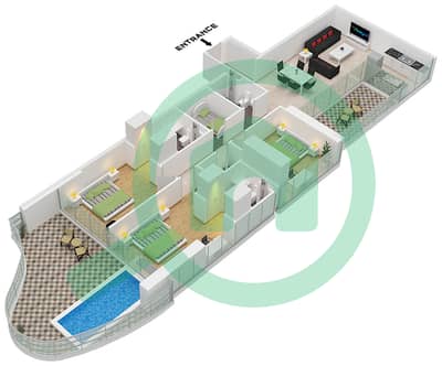 Oceanz 3 - 3 Bedroom Apartment Unit 09 FLOOR 18-21,23-42 Floor plan