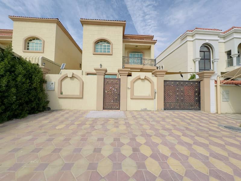 Villa For Rent Al Mowaihat 2 Ajman 5 Bedroom Attach washroom Majlis 2 hall Kitchen Maid room Balcony With a/c 3500 square feet Price 85000 thousand