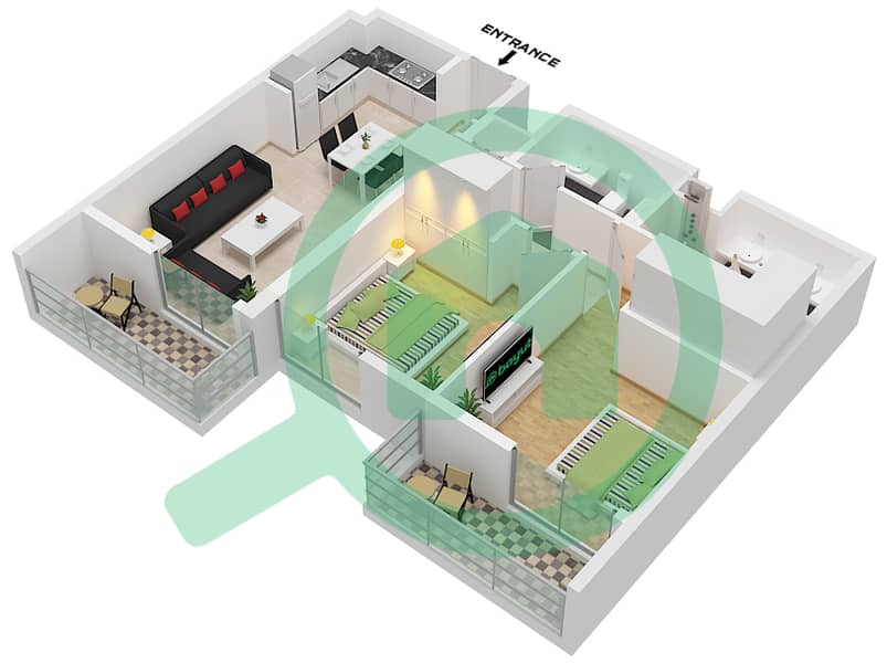 المخططات الطابقية لتصميم النموذج / الوحدة 1,1A / UNIT 3,5,6 FLOOR 1 شقة 2 غرفة نوم - بناية سي جيت 3 Type 1 Unit 03 Floor 09-10
Type 1A Unit 05 Floor 01
Type 1 Unit 06 Floor 07-08
Type 1 Unit 07 Floor 02-06 interactive3D