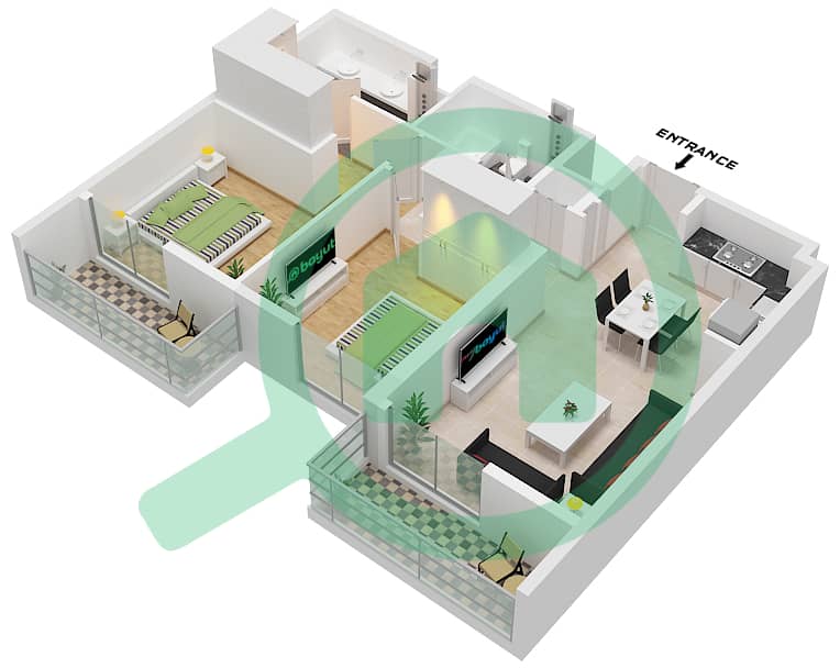 المخططات الطابقية لتصميم النموذج / الوحدة 1,1A / UNIT 4,6,7 FLOOR 1 شقة 2 غرفة نوم - بناية سي جيت 3 Type 1 Unit 04 Floor 09-10
Type 1A Unit 06 Floor 01
Type 1 Unit 07 Floor 07-08
Type 1 Unit 08 Floor 02-06 interactive3D