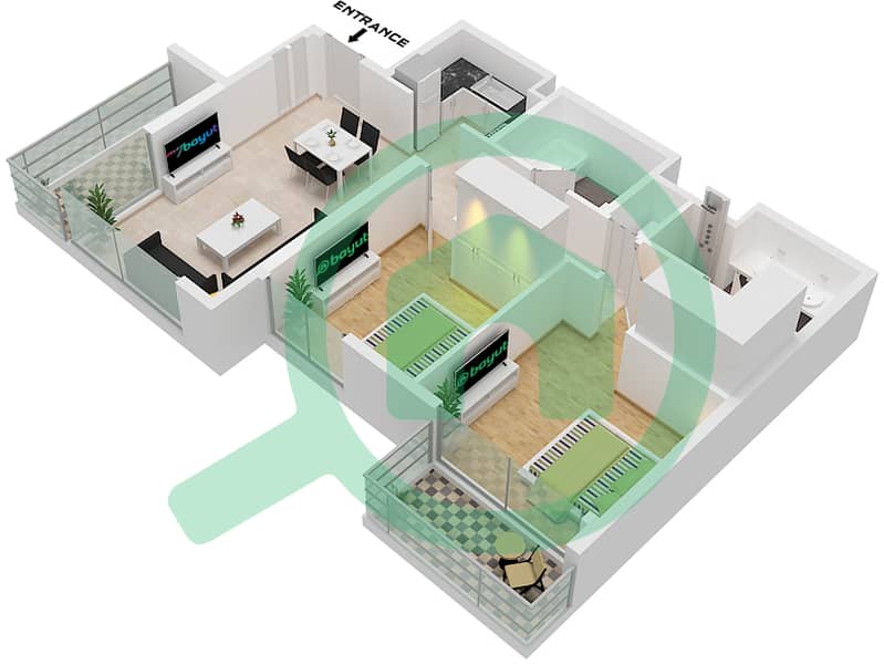 المخططات الطابقية لتصميم النموذج / الوحدة 2 / UNIT 5,8,9 FLOOR 2-10 شقة 2 غرفة نوم - بناية سي جيت 3 Type 2 Unit 05 Floor 09-10
Type 2 Unit 08 Floor 07-08
Type 2 Unit 09 Floor 02-06 interactive3D