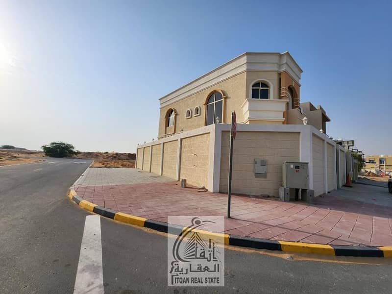 For rent, a villa in the Al Zahia area, consisting of 5 rooms, a sitting room, a hall, and a maid’s room