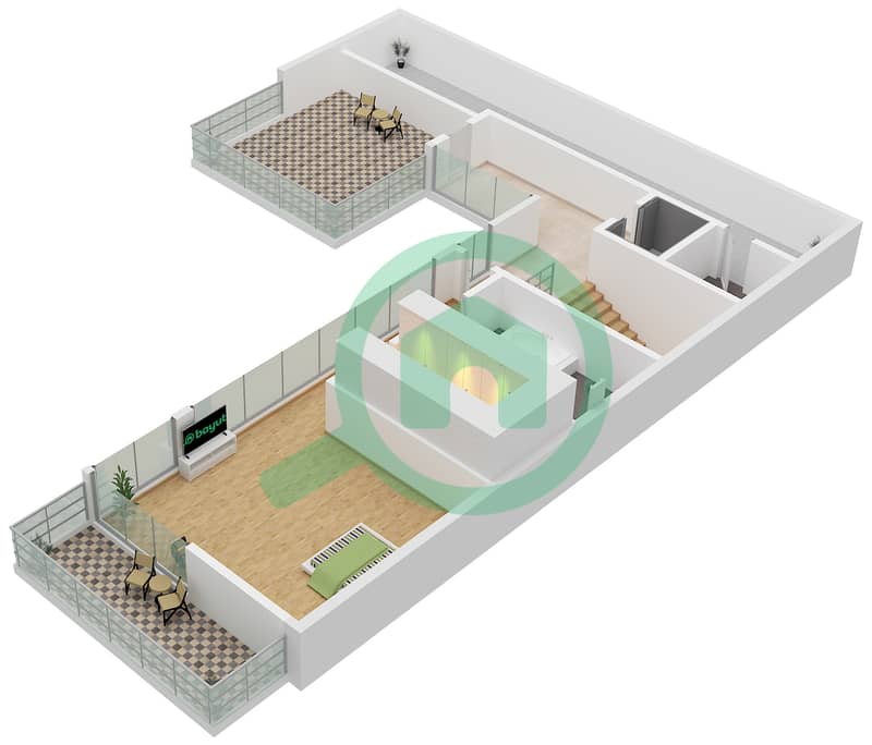 المخططات الطابقية لتصميم النموذج A فیلا 6 غرف نوم - سيكويا Second Floor interactive3D