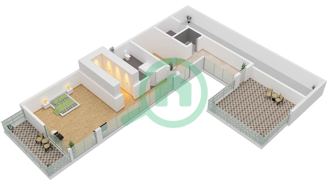 المخططات الطابقية لتصميم النموذج B فیلا 6 غرف نوم - سيكويا Second Floor interactive3D