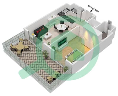 المخططات الطابقية لتصميم النموذج / الوحدة 1D / UNIT 1 FLOOR GROUND شقة 1 غرفة نوم - بناية إلارا 1