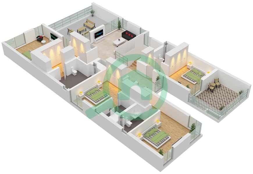المخططات الطابقية لتصميم النموذج GARDEN SUITE+LARGE فیلا 5 غرف نوم - هارموني 1 First Floor interactive3D