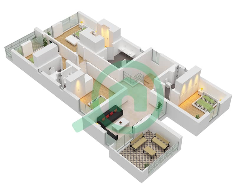 المخططات الطابقية لتصميم النموذج GARDEN SUITE فیلا 5 غرف نوم - هارموني 1 First Floor interactive3D
