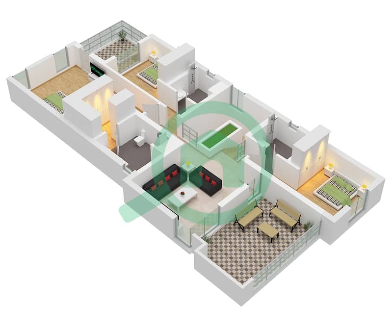 المخططات الطابقية لتصميم النموذج GARDEN SUITE فیلا 4 غرف نوم - هارموني 1 interactive3D