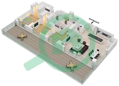 卡斯顿豪华公寓 - 3 卧室公寓类型／单位A1,A2 / UNIT 5,8 FLOOR 1戶型图