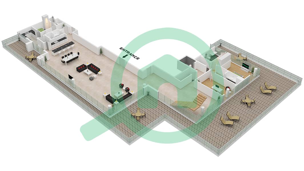 卡斯顿豪华公寓 - 5 卧室顶楼公寓类型／单位A1 / UNIT 1 FLOOR 20戶型图 Unit 1 Floor 20 Lower interactive3D