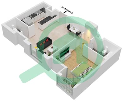 المخططات الطابقية لتصميم الوحدة 1209 FLOOR 12 شقة 1 غرفة نوم - برج الخليج التنفيذي أ