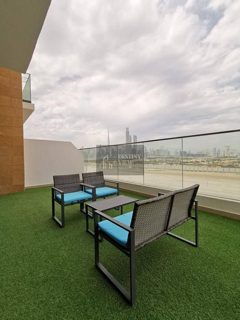 Fully furnished with huge terrace lavish 1bhk with burj Khalifa view available just 100k