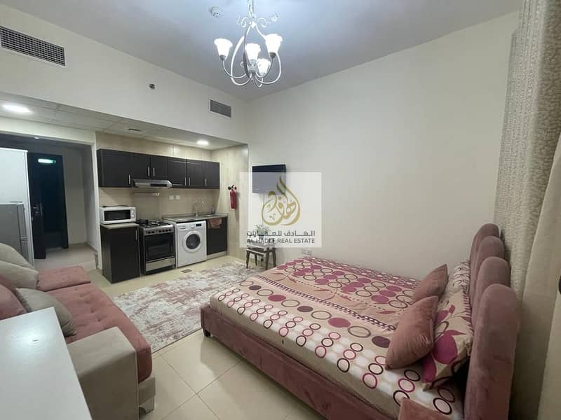 For monthly rent in Ajman, a furnished studio with new furniture and arranged in a more than wonderful