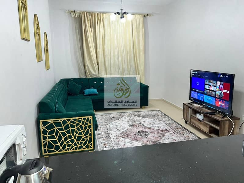 Apartment for monthly rent one room, a hall and 2 bathrooms with a balcony in the city tower towers close to Safeer Mall and opposite the ruler's pala