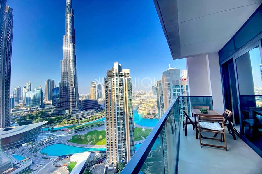 Burj Khalifa View | Furnished | High Floor| 3 BR+M