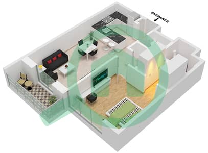المخططات الطابقية لتصميم الوحدة 6 FLOOR 1-6 شقة 1 غرفة نوم - ريزيدنسز 7