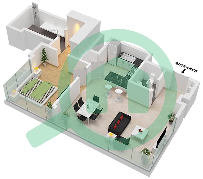悦榕庄公寓 - 1 卧室公寓单位10 FLOOR 3戶型图 10 Floor 3 interactive3D