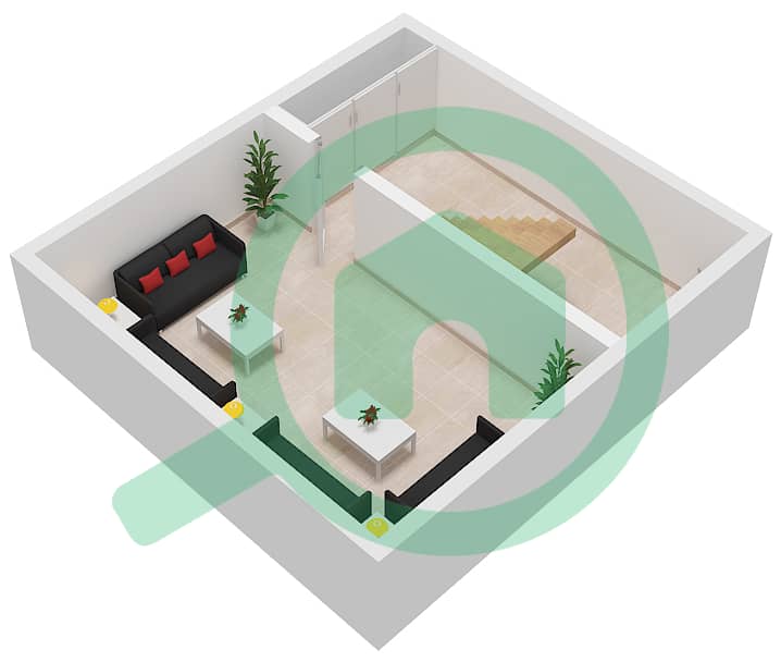 المخططات الطابقية لتصميم النموذج A فیلا 5 غرف نوم - ذا سانديالز Basement Floor interactive3D