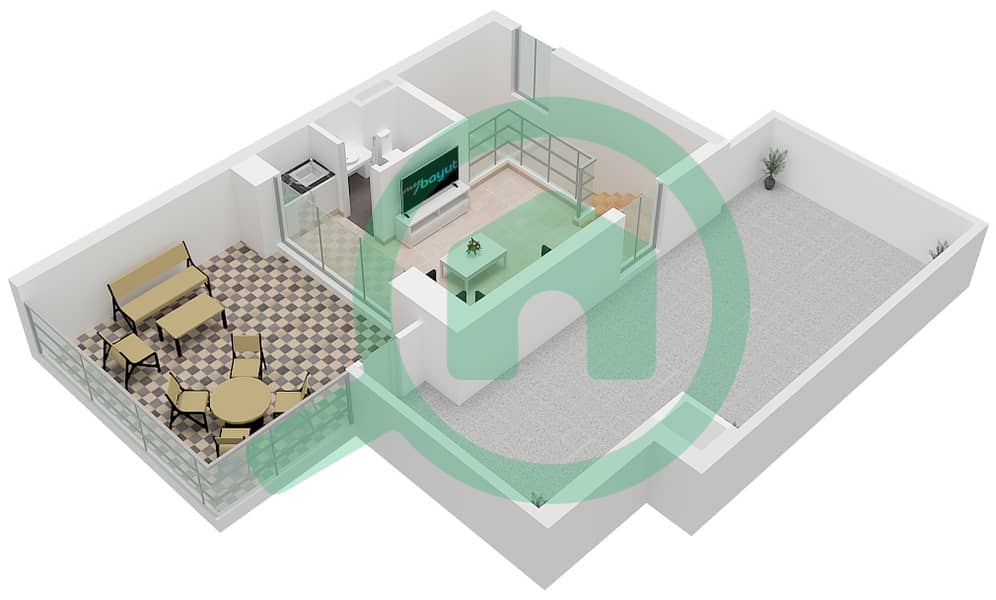 Rivana - 3 Bedroom Townhouse Type KAI Floor plan Second Floor interactive3D