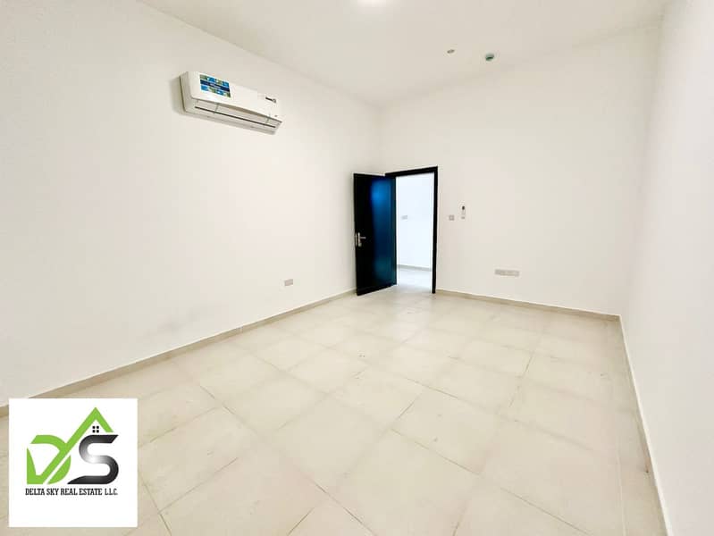 An amazing apartment with two bedrooms, a large hall and 3 bathrooms in Shakhbout City, near the market and buses, with an annual rent of 60,000 dirhams