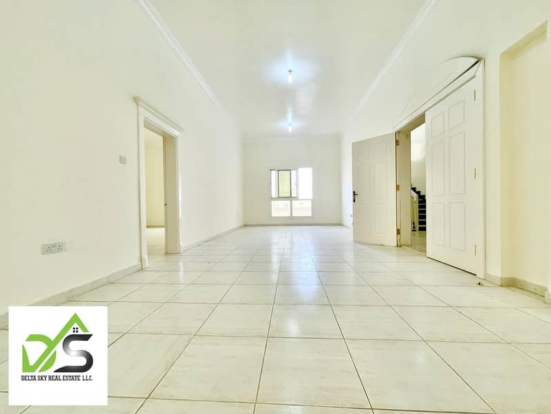 An amazing apartment with three bedrooms, a large hall and two bathrooms in Khalifa City A in an excellent location with an annual rent of 90,000 dirhams