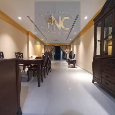 3 rooms and a duplex hall with a maids room, Ajman Corniche, annually furnished