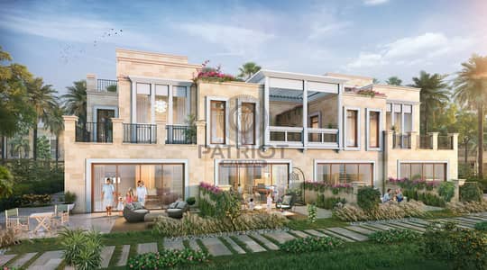 4 Bedroom Townhouse for Sale in DAMAC Lagoons, Dubai - Malta - 5 and 4 br LR Rear View. jpg