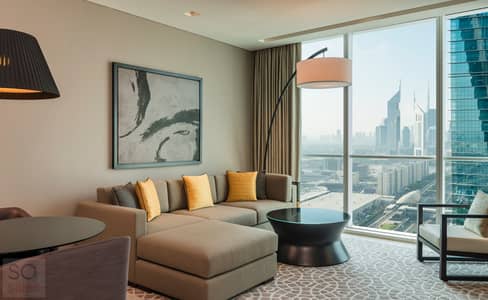 2 Bedroom Hotel Apartment for Rent in Sheikh Zayed Road, Dubai - Sheraton Grand Hotel, Dubai - 1 and 2 Bedroom Living Room - Apartment - Copy - Copy - Copy. jpg
