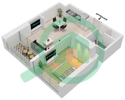 المخططات الطابقية لتصميم الوحدة 10 شقة 1 غرفة نوم - فورتي 2