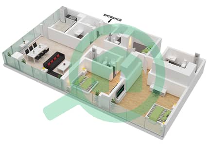 公寓110 - 2 卧室公寓类型／单位A1,A2 / 03 FLOOR 4-19戶型图