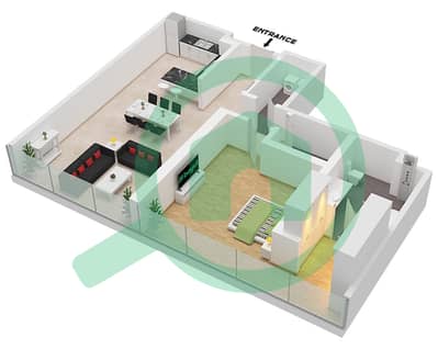 المخططات الطابقية لتصميم النموذج / الوحدة E1,E2 / 05 FLOOR 4-18 شقة 1 غرفة نوم - ريزيدنس 110
