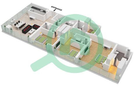 المخططات الطابقية لتصميم النموذج / الوحدة C1,C2 / 06 FLOOR 1-18 شقة 3 غرف نوم - ريزيدنس 110
