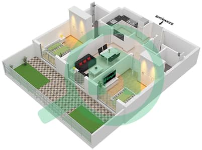 Binghatti Mirage - 2 Bedroom Apartment Type D Floor plan