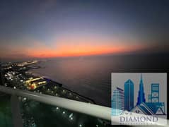 For sale, a 3-room apartment and a duplex hall with car parking full sea view, in Ajman Corniche Towers