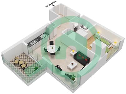 المخططات الطابقية لتصميم الوحدة 4,8 FLOOR 2-16,18-36 شقة 1 غرفة نوم - برج كريك رايز 1