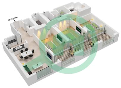 Downtown Views II Tower 3 - 3 Bedroom Apartment Unit 06 FLOOR 32-47 Floor plan