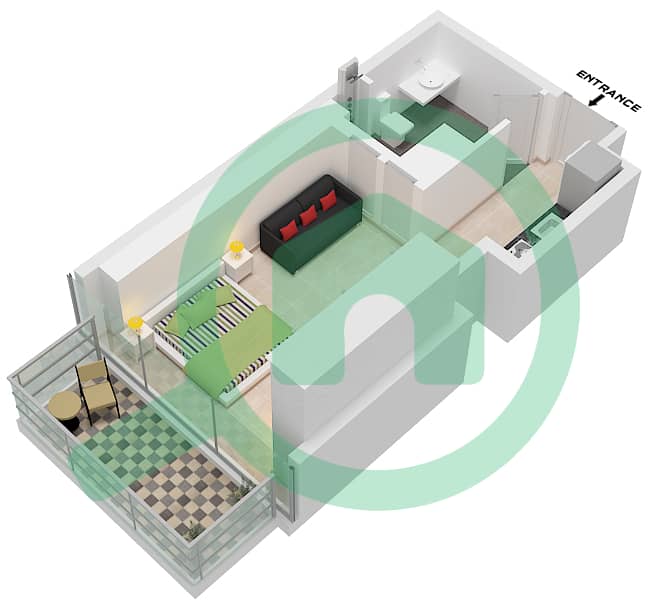 奕居西 - 单身公寓类型／单位B / 4,9 FLOOR 2-16戶型图 Unit 9 Floor 2-15
Unit 4 Floor 16 interactive3D