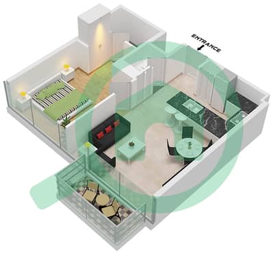 奕居西 - 1 卧室公寓类型／单位H / 9,14 FLOOR 2-16戶型图