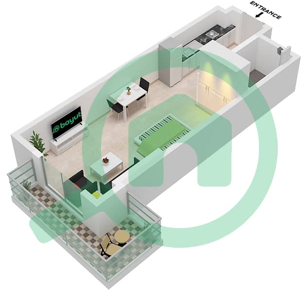 May Residence Tower 1 - Studio Apartment Unit 10 Floor plan Unit 10 interactive3D
