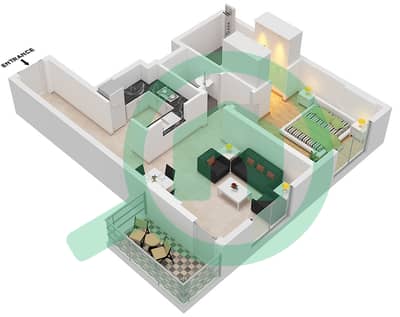 五月公寓1号楼 - 1 卧室公寓单位12戶型图