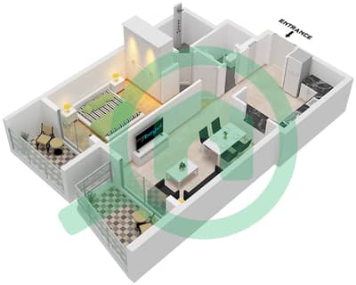 Binghatti Heights - 1 Bedroom Apartment Unit 13 FLOOR 22 Floor plan